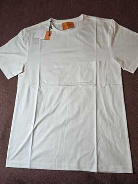 New! Rockridge Classic White Crewneck TShirt Cotton Poly Fitted Medium